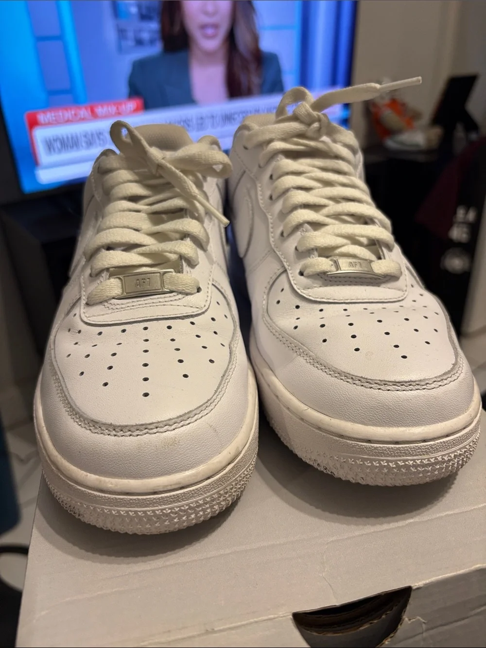 Nike White AF1 sneakers size 8